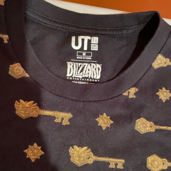 🕹️ Blizzard X Uniqlo Black & Gold Keys Tee Shirt US M🕹️ - Picture 13 of 15